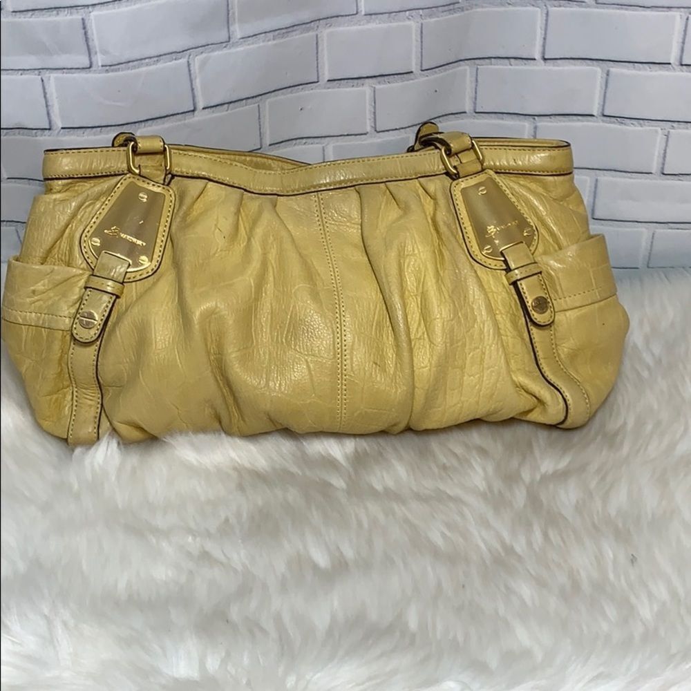 B. Makowsky Yellow Reptile Leather Bag